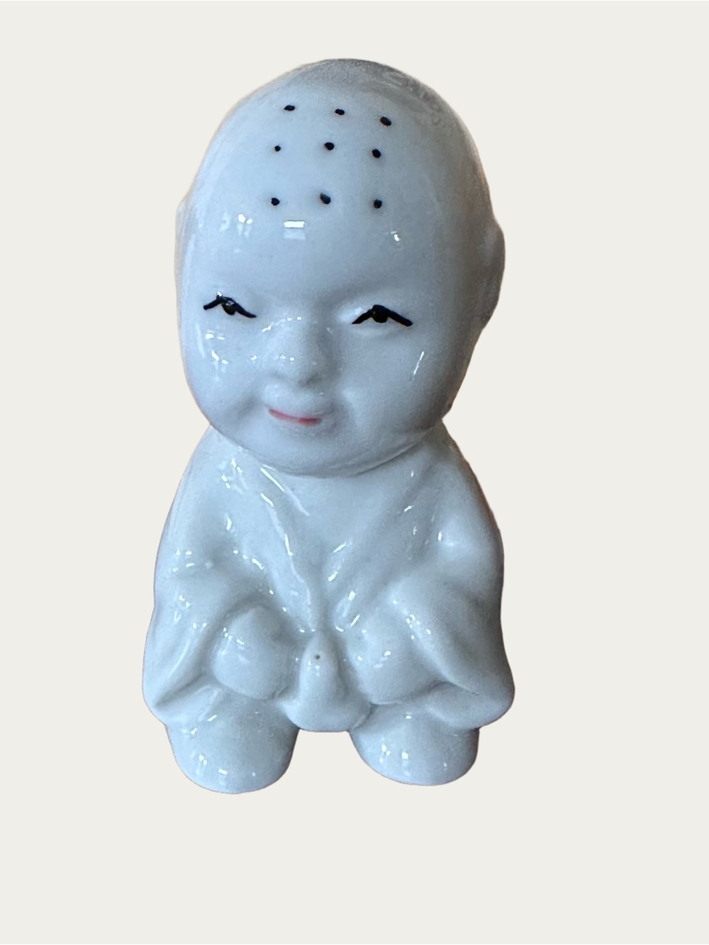 White Ceramic Frisky buddha Monk Figurine Exposing Himself